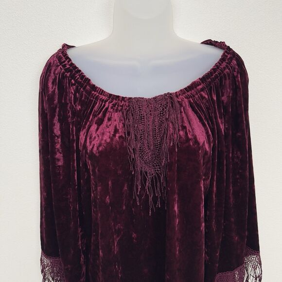 Fairy Grunge Whimsigoth Top Womens Medium Burgundy Velvet Witchy‎ Vampire Goth - Picture 2 of 11